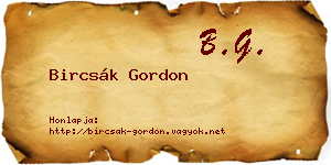 Bircsák Gordon névjegykártya
